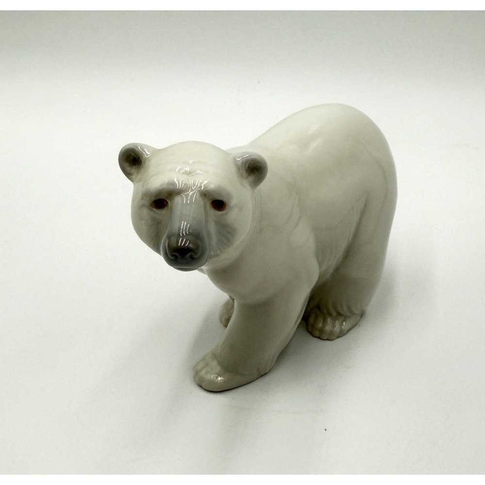Lladro Polar Bear Figurine Standing Porcelain Polar Bear Spain 4" Tall‎